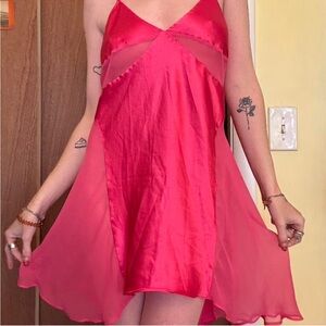 Victoria's Secret Fuchsia Satin Chemise
